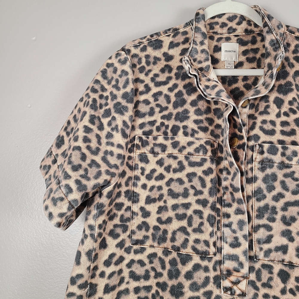 Anthropologie Leopard-Print Polo Mini Dress XL - Picture 4 of 12